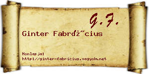 Ginter Fabrícius névjegykártya